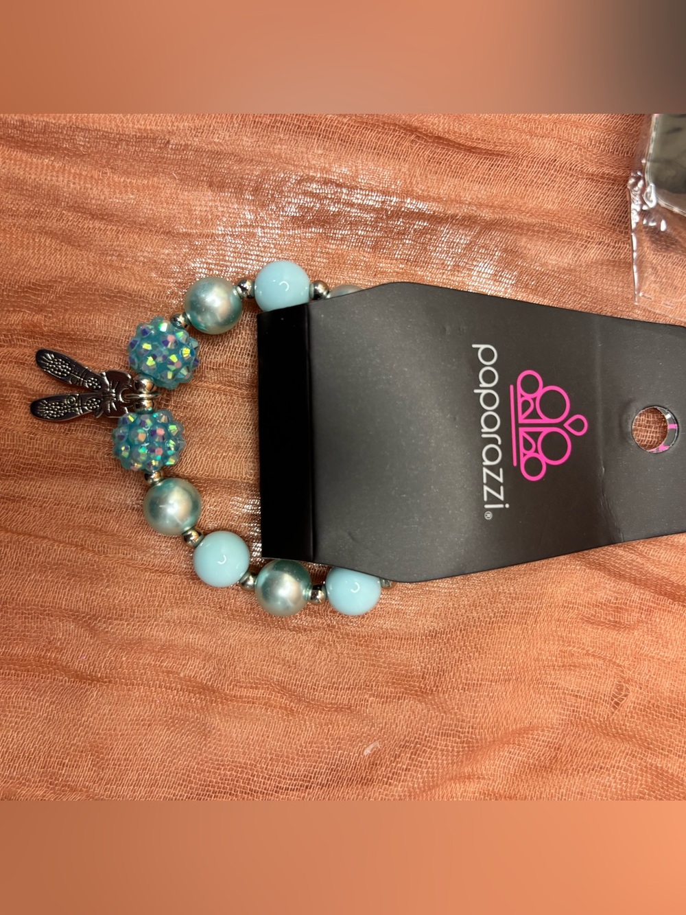 Paparazzi Aqua Teal Beaded Stretch Bracelet with Dangle Charms